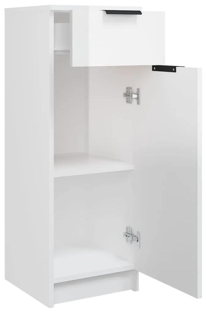 Dulap de baie, alb extralucios, 32x34x90 cm, lemn compozit Alb foarte lucios, 1