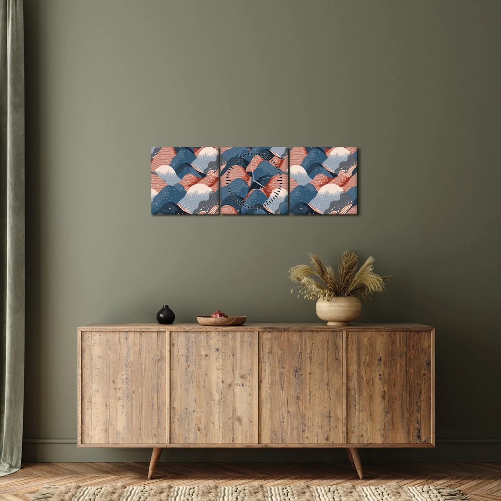 Tablou - Valuri și dealuri (cu ceas) (90x30 cm)