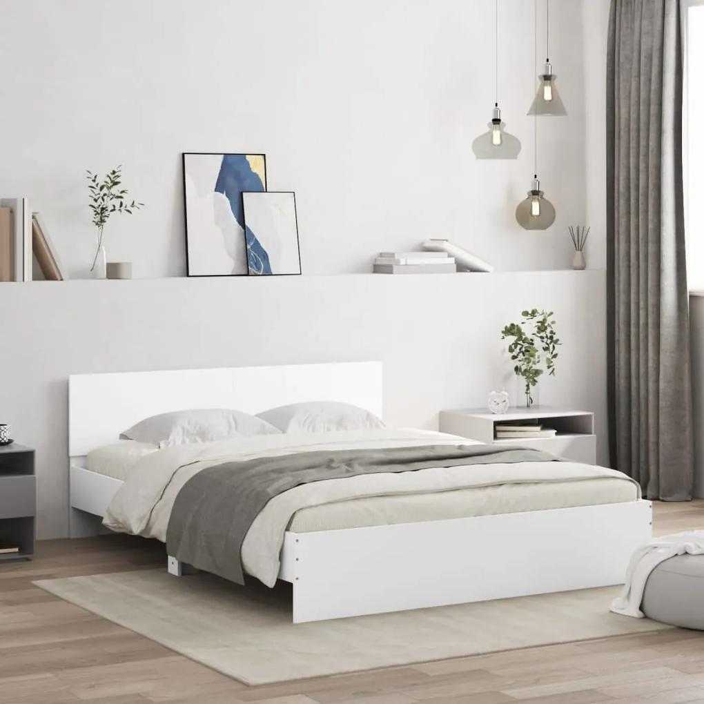 3207483 vidaXL Cadru de pat cu tăblie, alb, 140x200 cm