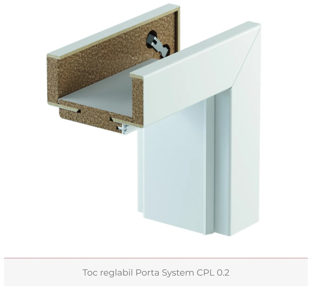 Usa de interior HPL 0.7 cu toc metalic - Suprafata Antimicrobiana Fagure, Toc metalic de colt std., 100 mm, Alb