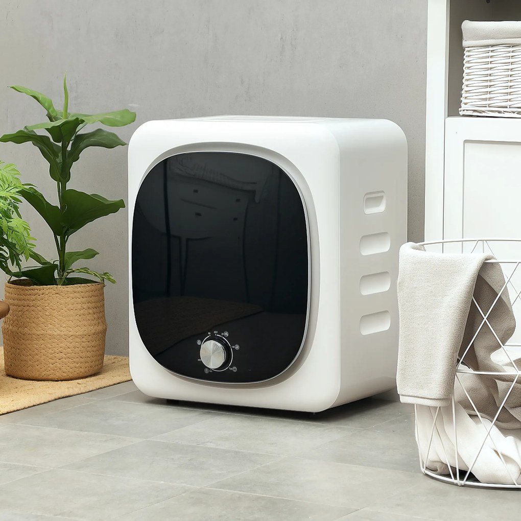 HOMCOM Uscător de rufe cu evacuare electric 800 W 4 Kg cu 5 moduri de uscare, cuva din oțel inoxidabil, încărcare frontală | Aosom Romania