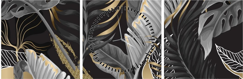 Tablou - Jungla de aur (cu ceas) (90x30 cm)