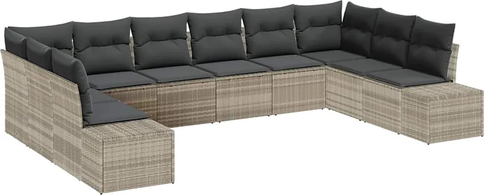 vidaXL Set de canapele pentru grădină 10 pcs Gri deschis Poliratan