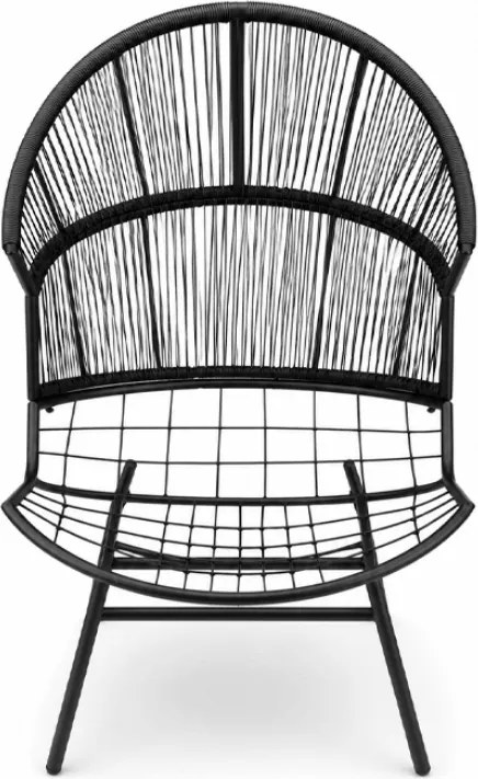 Scaun de gradina AURELO cu taburet, neagra
