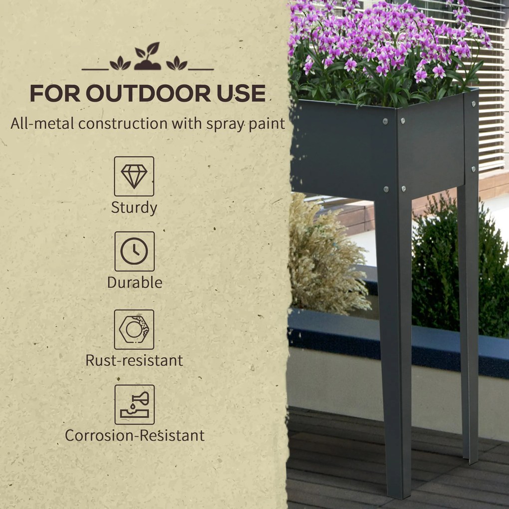 Outsunny Jardiniera Metalica Inaltata cu 3 Orificii de Scurgere, 100x30x80cm | Aosom Romania