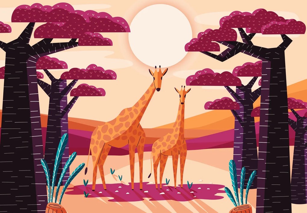 Fototapet - Girafă,grafic (147x102 cm)