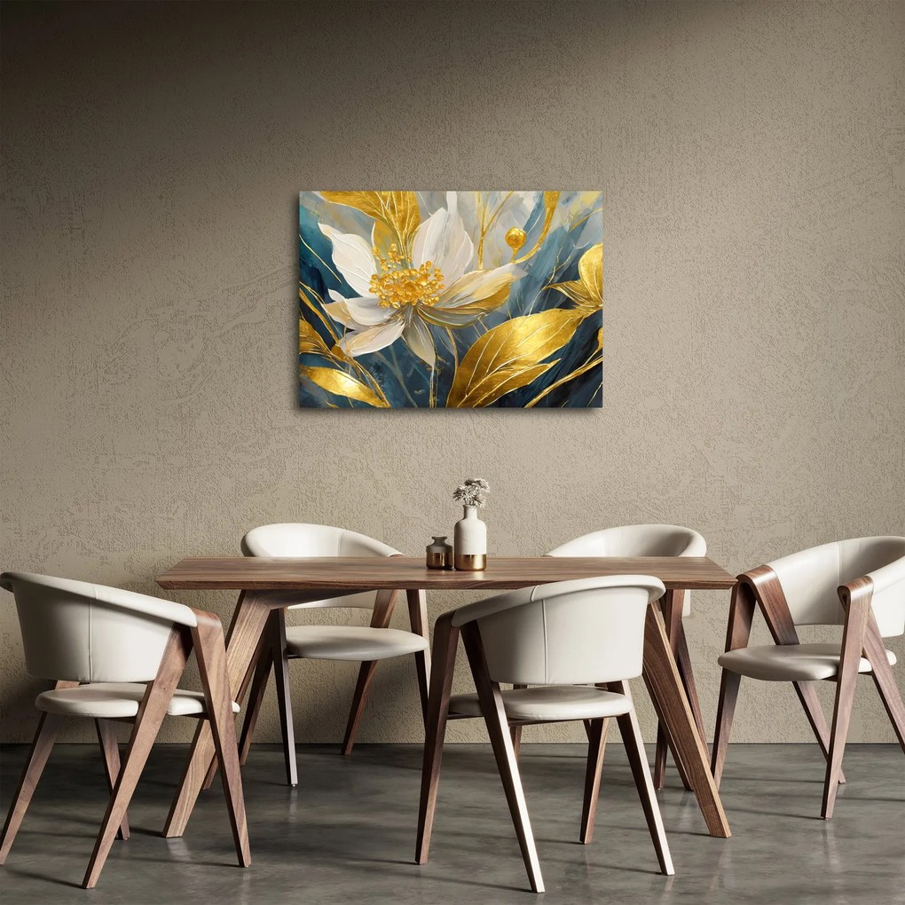 Tablou - Pictura de flori de aur (70x50 cm)