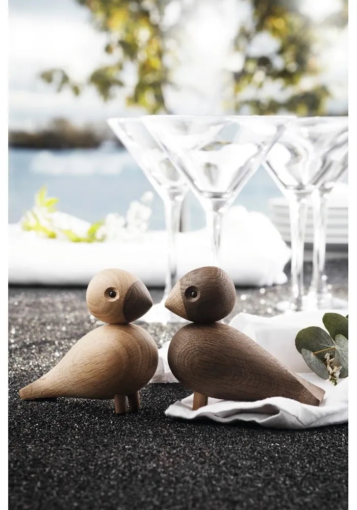 Set 2 statuete din lemn masiv de stejar Kay Bojesen Denmark Lovebirds