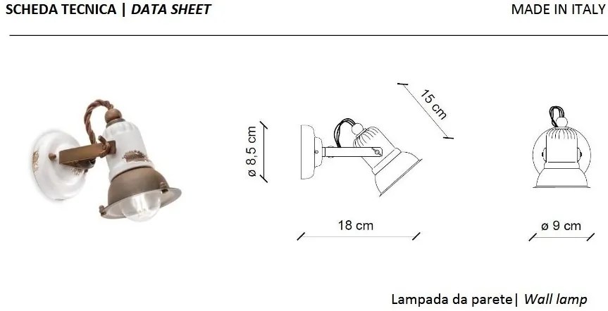 Aplica de perete design retro realizata manual din ceramica LOFT