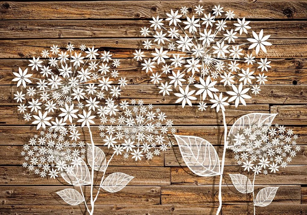 Fototapet - Flori pe lemn (152,5x104 cm)