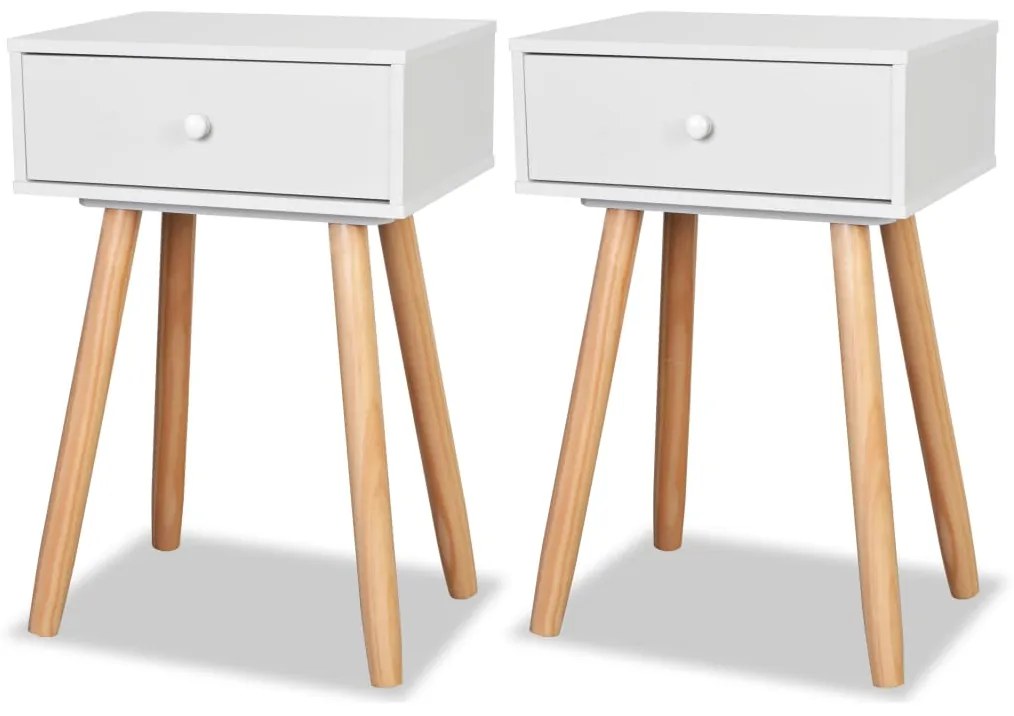 244740 vidaXL Noptiere din lemn masiv de pin 2 buc, 40 x 30 x 61 cm, alb