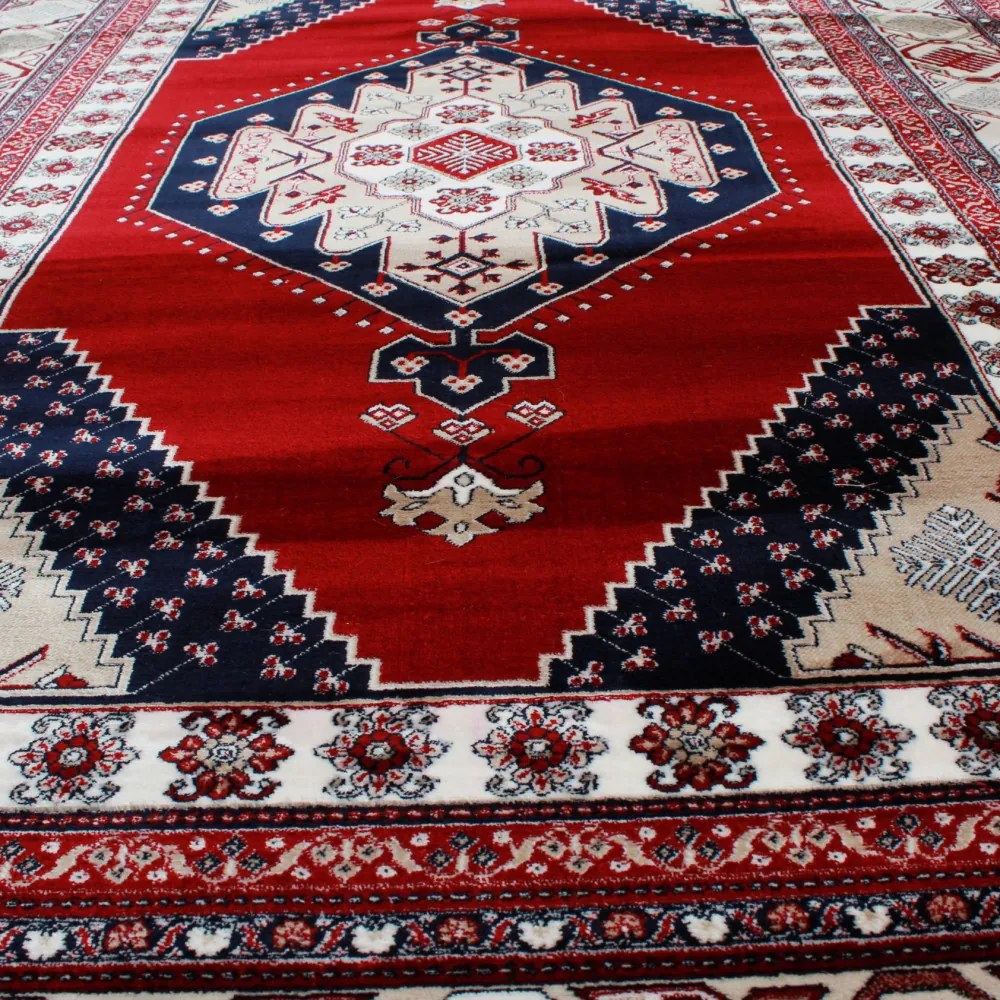 Covor clasic burgundia Turkmen 200x300 covor poliester mecanic pentru living sau dormitor