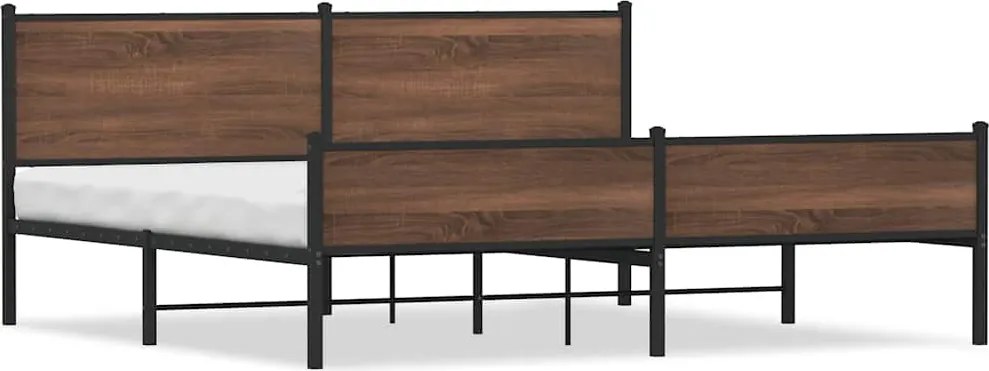 vidaXL Cadru de pat metalic fără saltea, stejar maro, 200x200 cm