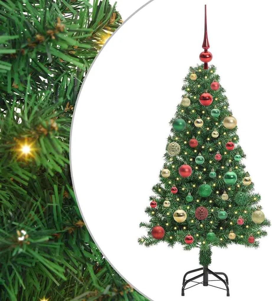 vidaXL Brad de Crăciun artificial Verde 120 cm PVC și Oțel și Plastic