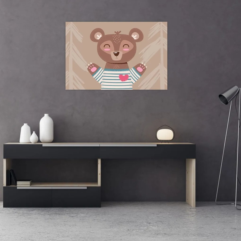 Tablou - Ursuleț de pluș în tricou cu dungi (90x60 cm)