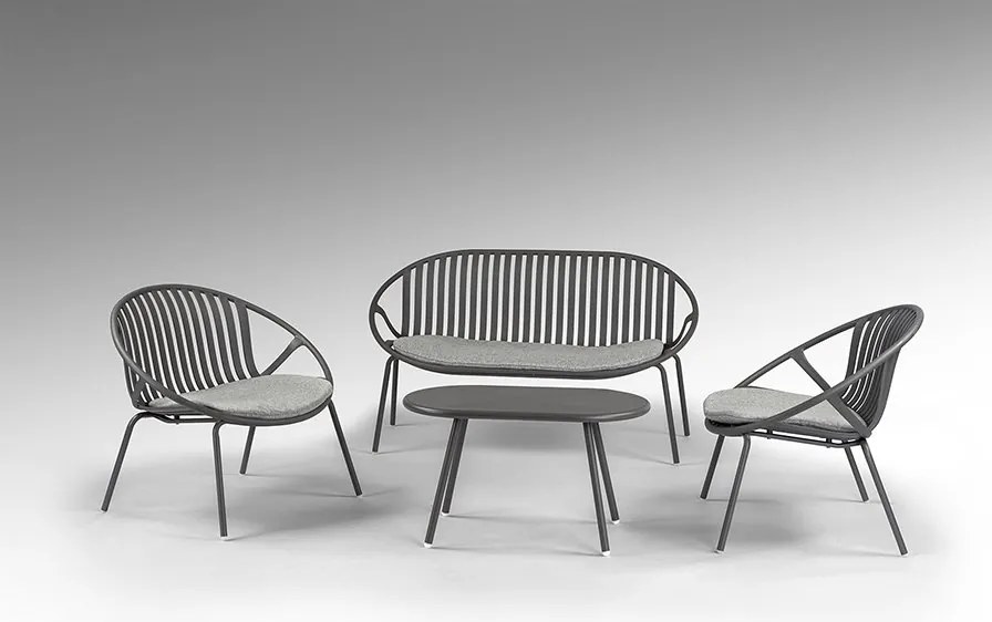 Set mobilier de exterior din 4 piese Saori gri inchis