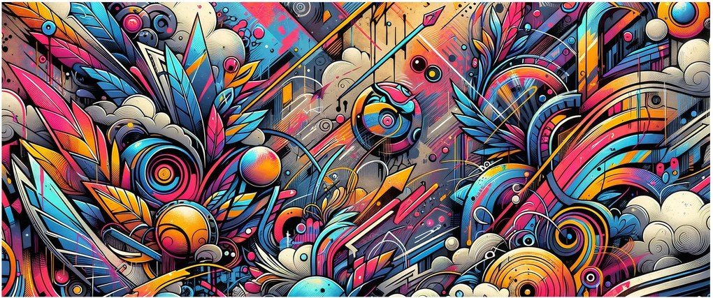 Tablou - Graffiti multicolor (120x50 cm)