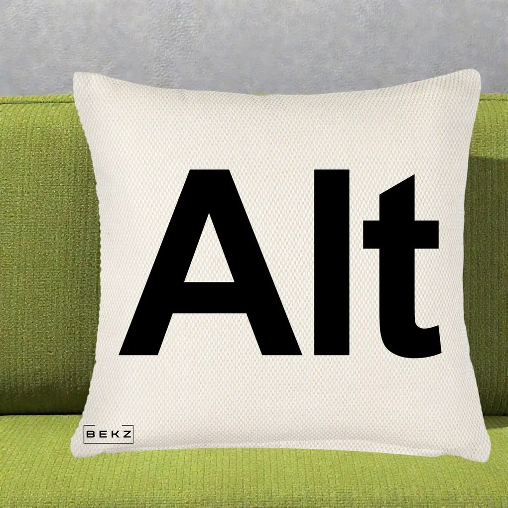 Perna Personalizata Tasta Alt Tipografie Bold, 40x40 cm, Crem Reliefat, Husa Detasabila, Perna Inclusa, BEKZ®