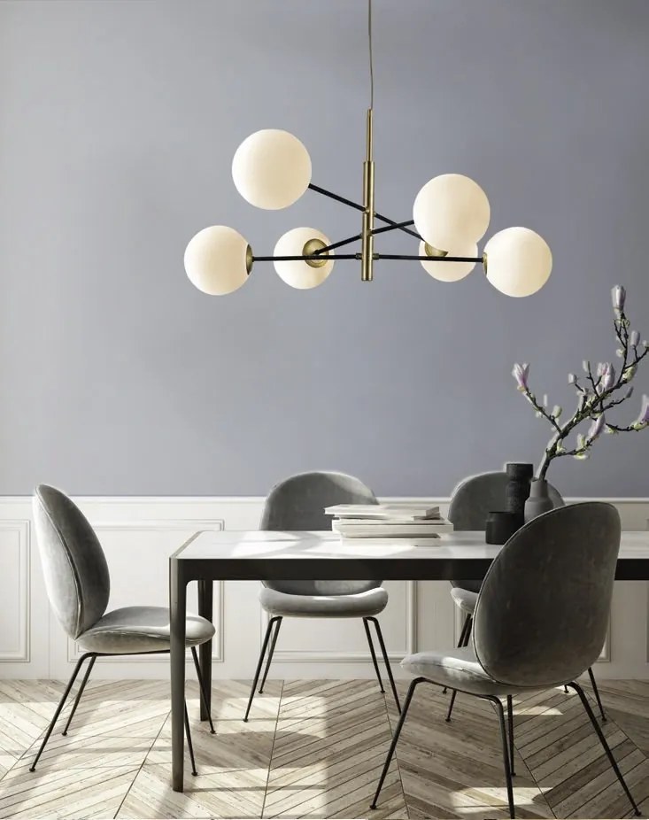 Lustra suspendata design modern OVIEDO 6 GO/BK