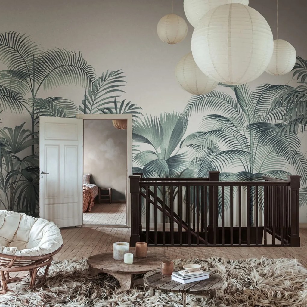 Fototapet, Retro Jungle, Turquoise, Rebel Walls
