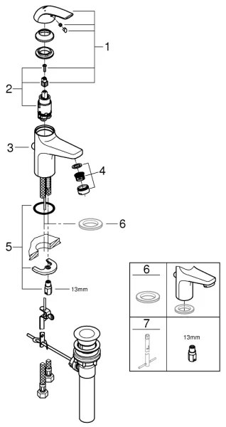 GROHE BAUCURVE 32805000 - Baterie pentru lavoar DN 15, crom lucios