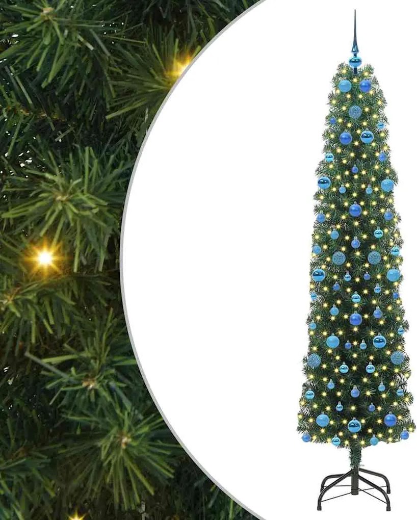 vidaXL Brad de Crăciun artificial Verde 210 cm PVC și oțel și plastic