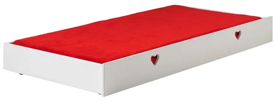 Pat pentru copii alb cu extensie suplimentară din lemn masiv de pin cu spațiu de depozitare 90x200 cm AMORI – Vipack