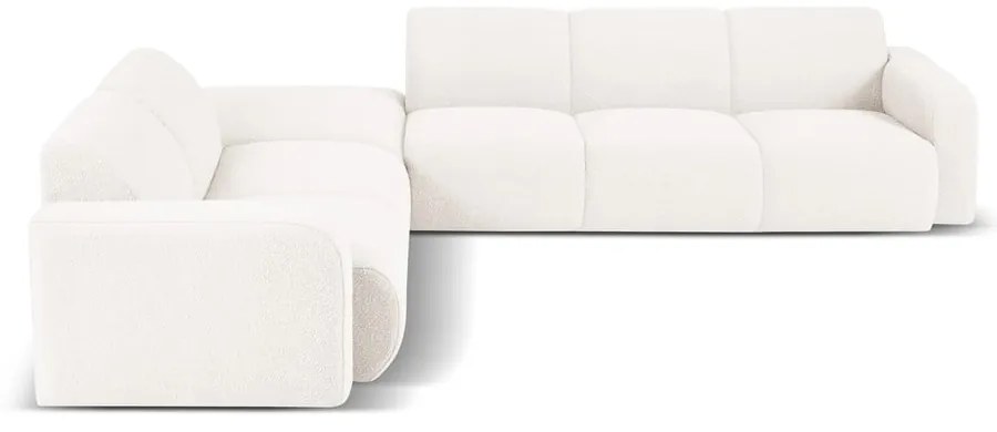 Colțar alb cu tapițerie din stofă bouclé (colț stânga) Molino – Micadoni Home