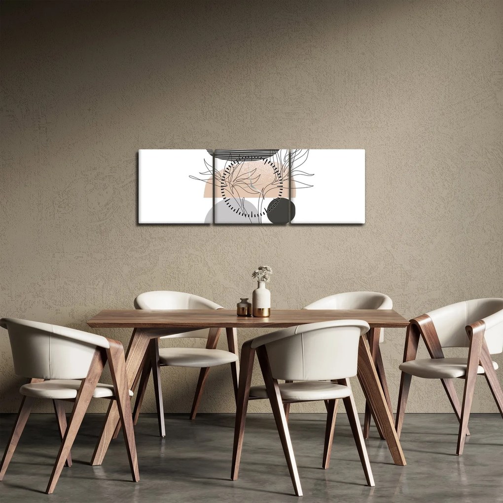 Tablou - Linie de artă flori N⁰2 (cu ceas) (90x30 cm)