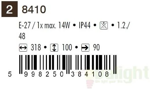 Aplica de perete exterior IP44, dim.31x10cm, otel inoxidabil Roma 8410 RX