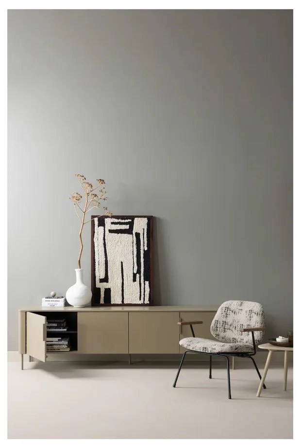 Fotoliu bej cu tapițerie din chenille Aure – WOOOD