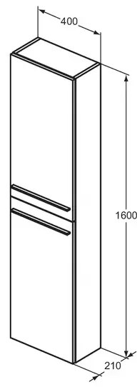 Dulap inalt suspendat Ideal Standard i.life S finisaj stejar cafeniu 40 cm 2 usi