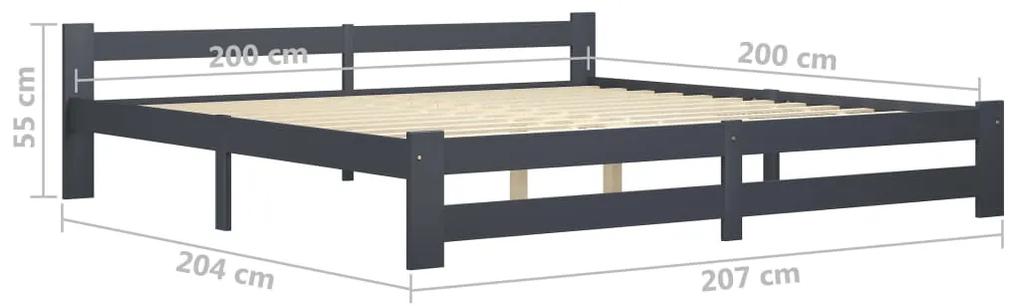 Cadru de pat cu 4 sertare, gri inchis, 200x200 cm, lemn de pin Morke gra, 200 x 200 cm, 4 Sertare