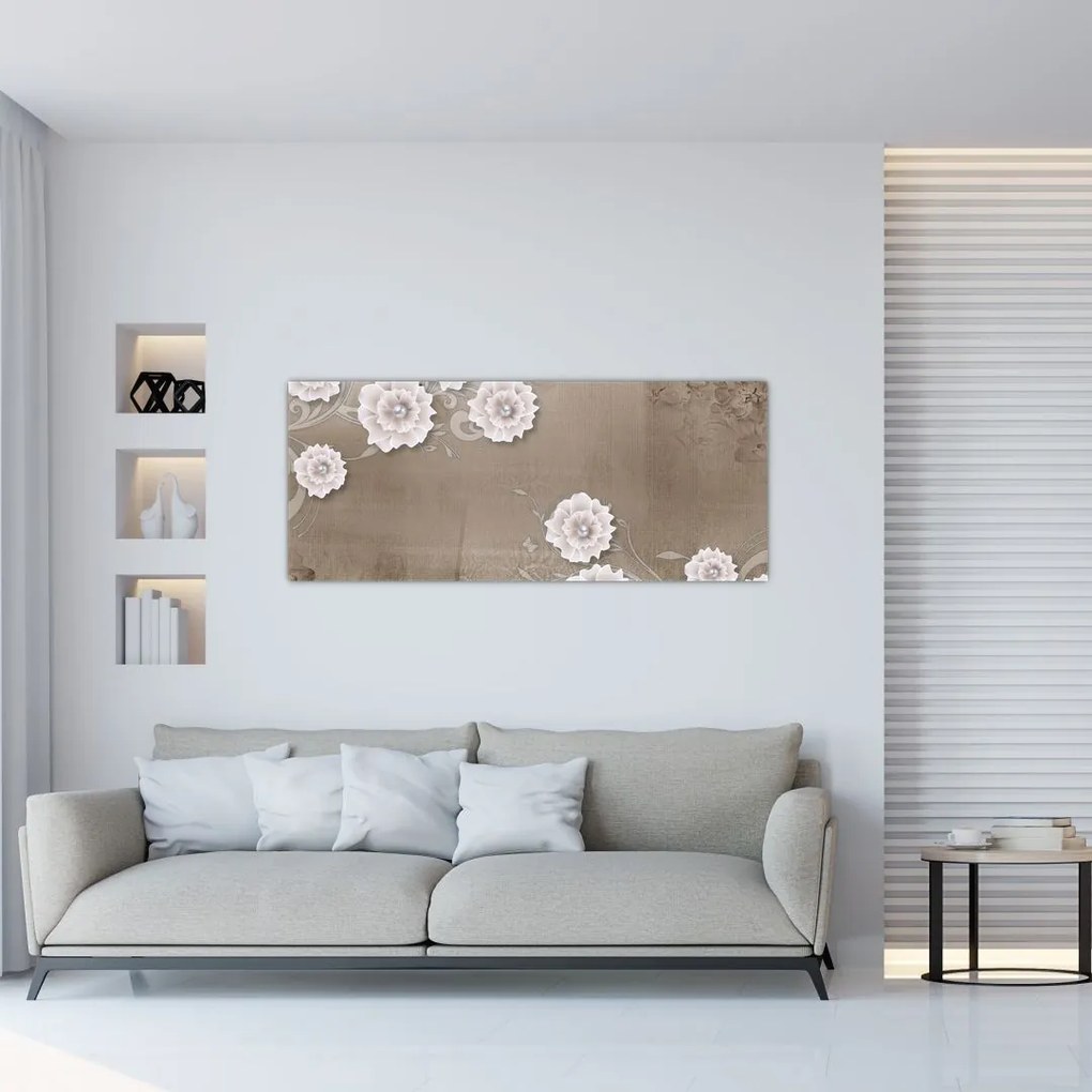 Tablou - Draperie cu flori (120x50 cm)