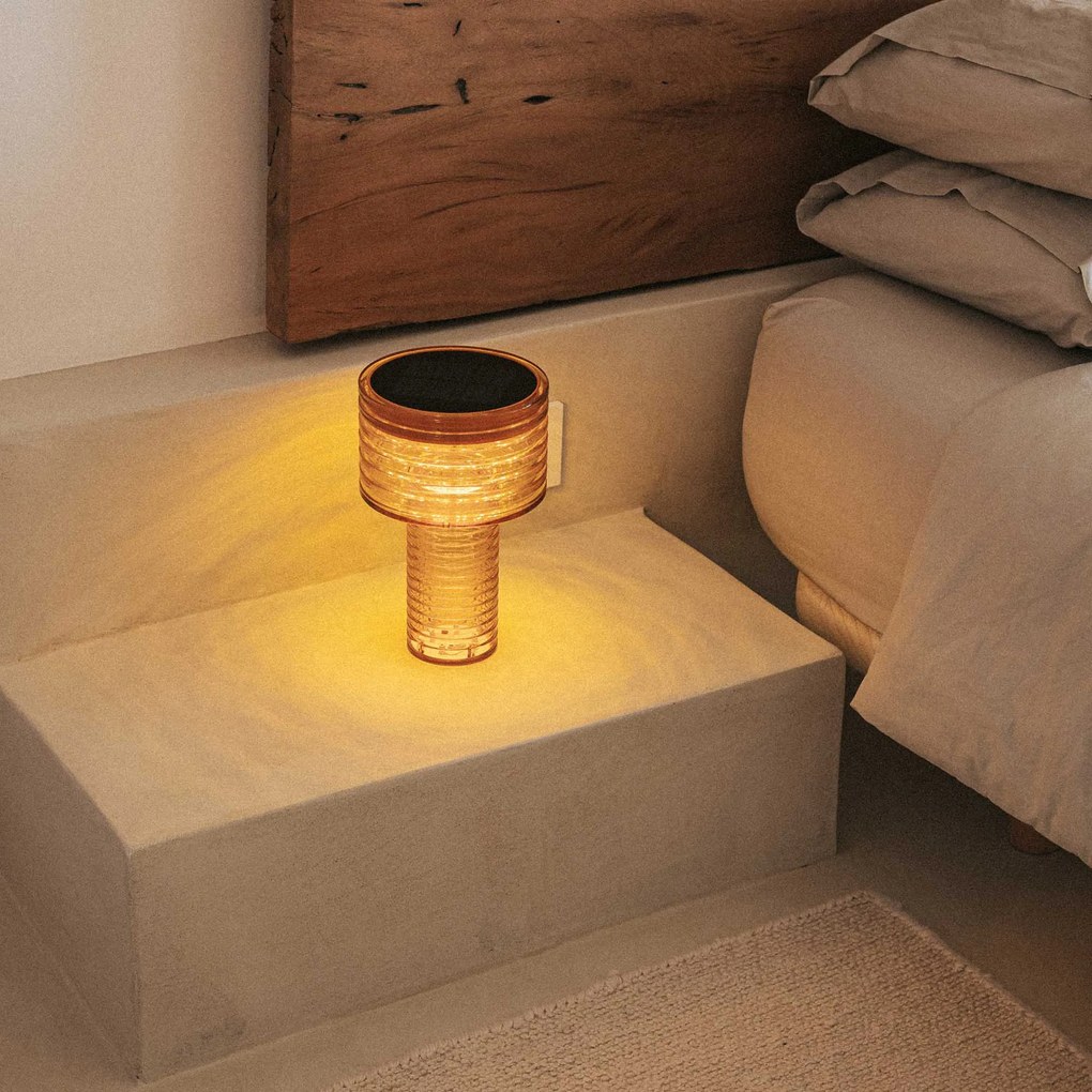 Lampă de masă portocalie din plastic, cu LED, reîncărcabilă solar, IP44 - Ambar