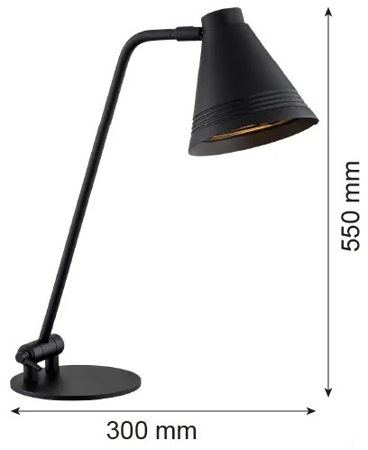 Lampă de masă AVALONE 1xE27/15W/230V neagră Argon 8002