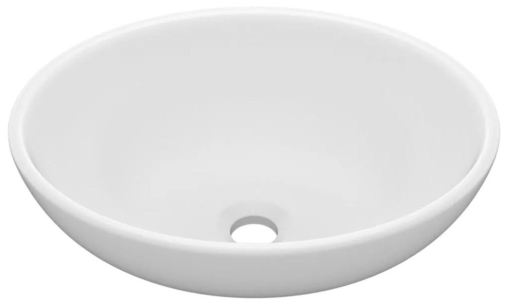 Chiuveta de lux, alb mat, 40 x 33 cm, ceramica, forma ovala matte white