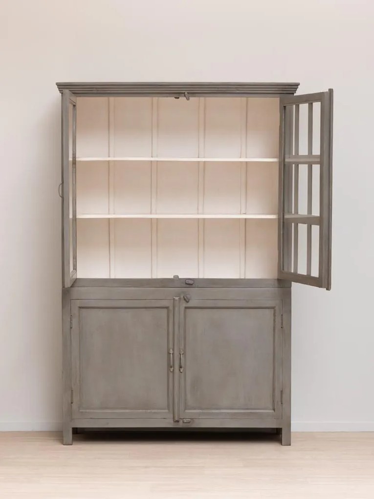 Vitrina din lemn de mango, metal si sticla, cu 4 usi, cu aspect vintage, Cheverny