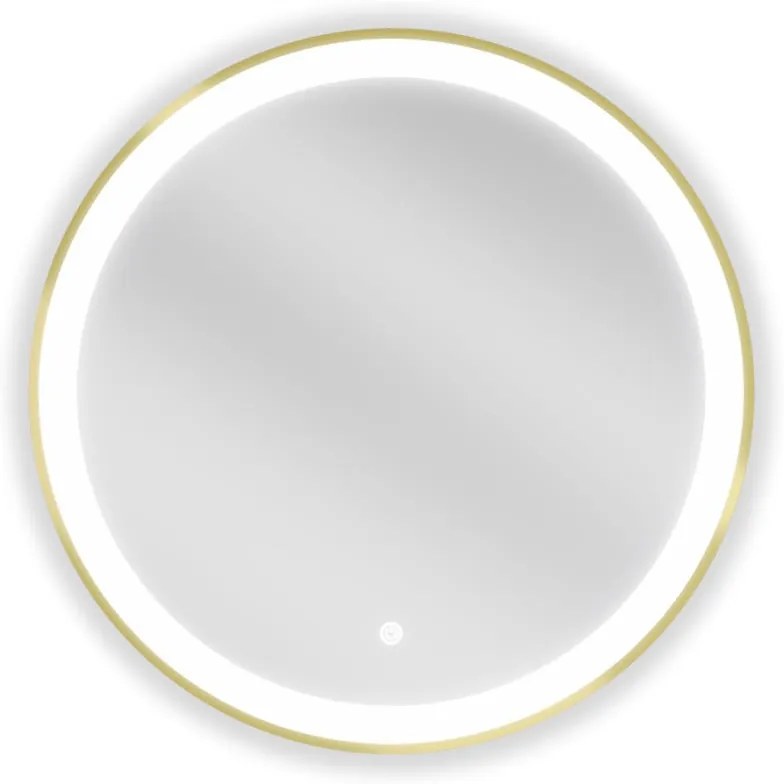 Mexen Esso oglindă de baie iluminată, rotundă 60 cm, LED 6000K, anti-ceață, cadru auriu - 9825-060-060-611-50