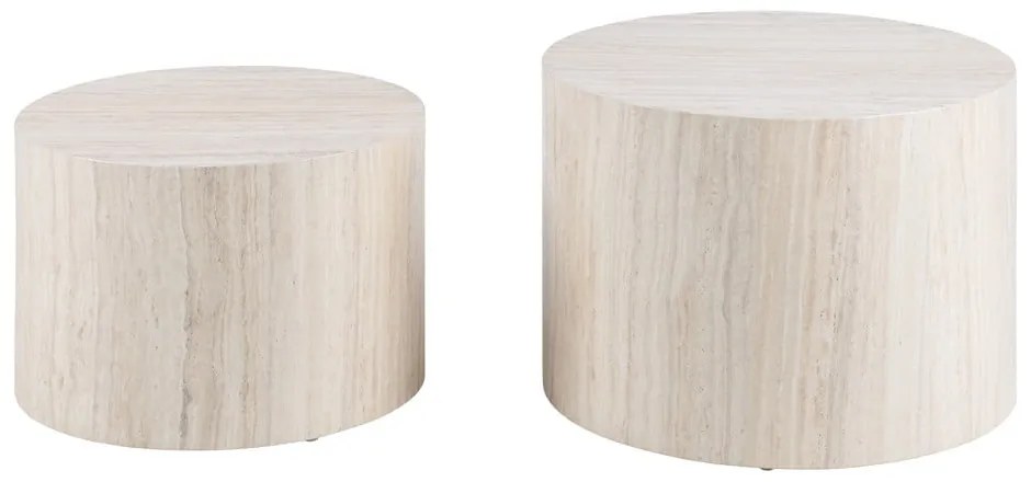 Măsuțe de cafea bej 2 buc. rotunde cu aspect de piatră ø 58 cm Dice – Actona