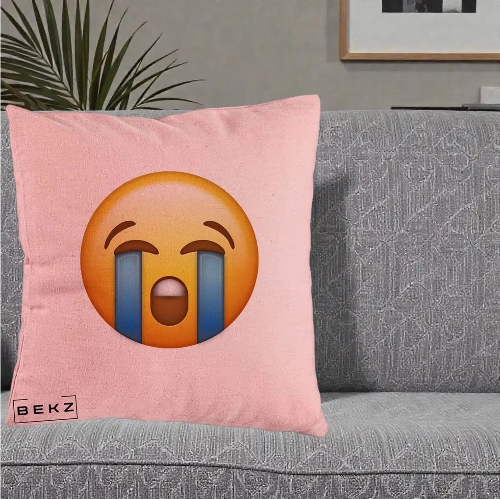 Perna Decorativa Emoji Plange, 40x40 cm, Roz, Husa Detasabila, Perna Inclusa, BEKZ®