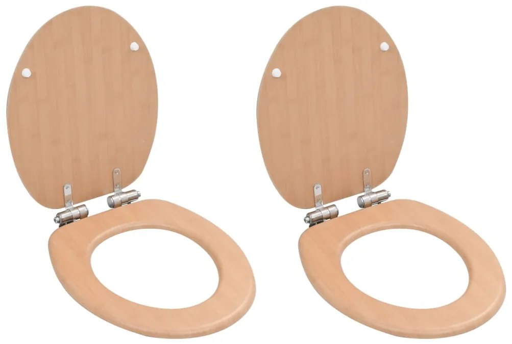 vidaXL Capace WC cu închidere silențioasă, 2 buc., MDF, design bambus
