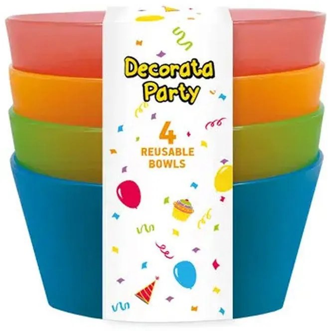 Colorat farfurie adâncă din plastic semi-transparent, set de 4