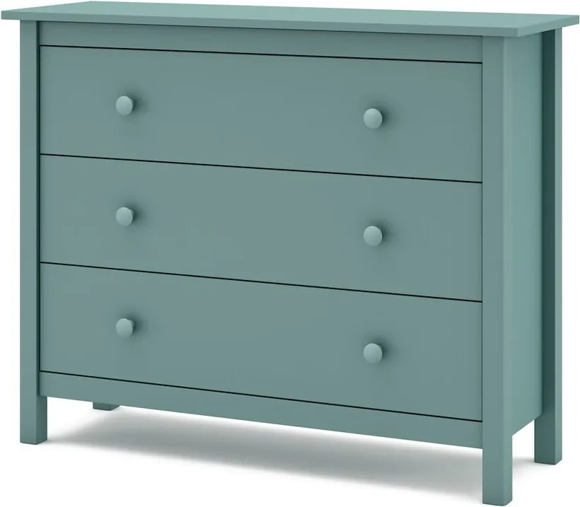 Comodă pentru copii în culoarea petrolului joasă din lemn de pin 100x80 cm Max – Marckeric