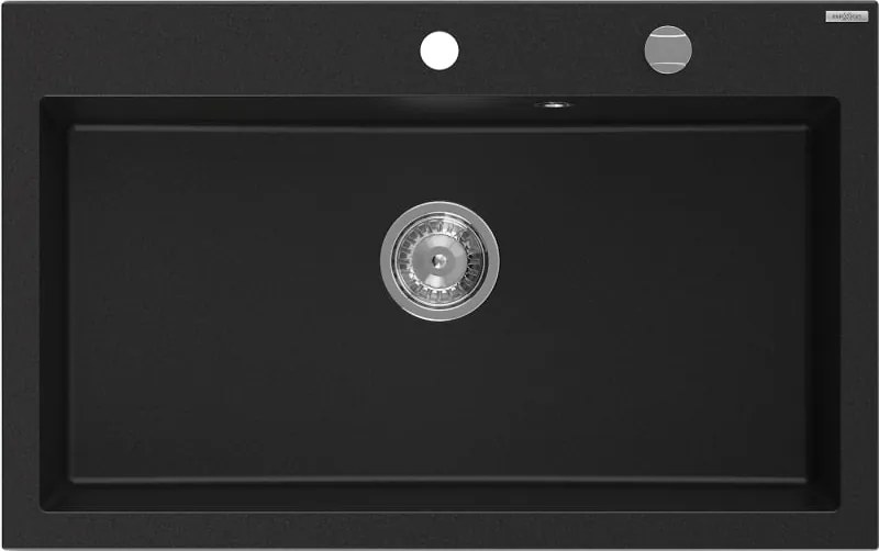 Mexen Elix chiuveta de granit cu 1 cameră 800 x 500 mm, negru, sifon crom - 6527801005-77