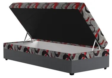 Pat tapițat ESTEL cu spațiu de depozitare, 90 x 200 cm, gri