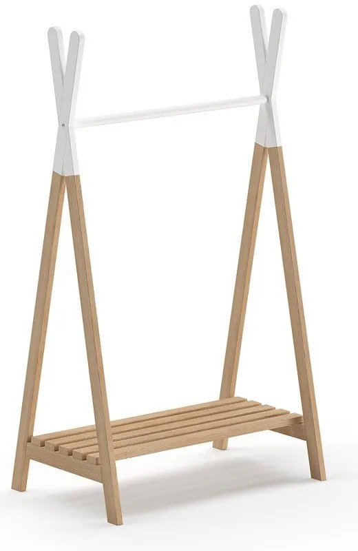 Cuier pentru copii alb/în culoare naturală din lemn masiv de pin KIDDY – Vipack