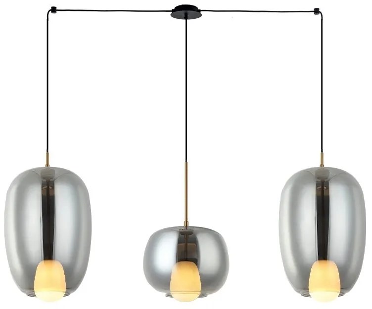 Lustra cu 3 Pendule, Sticla, Fumuriu, 3XG9 Pendant LINE