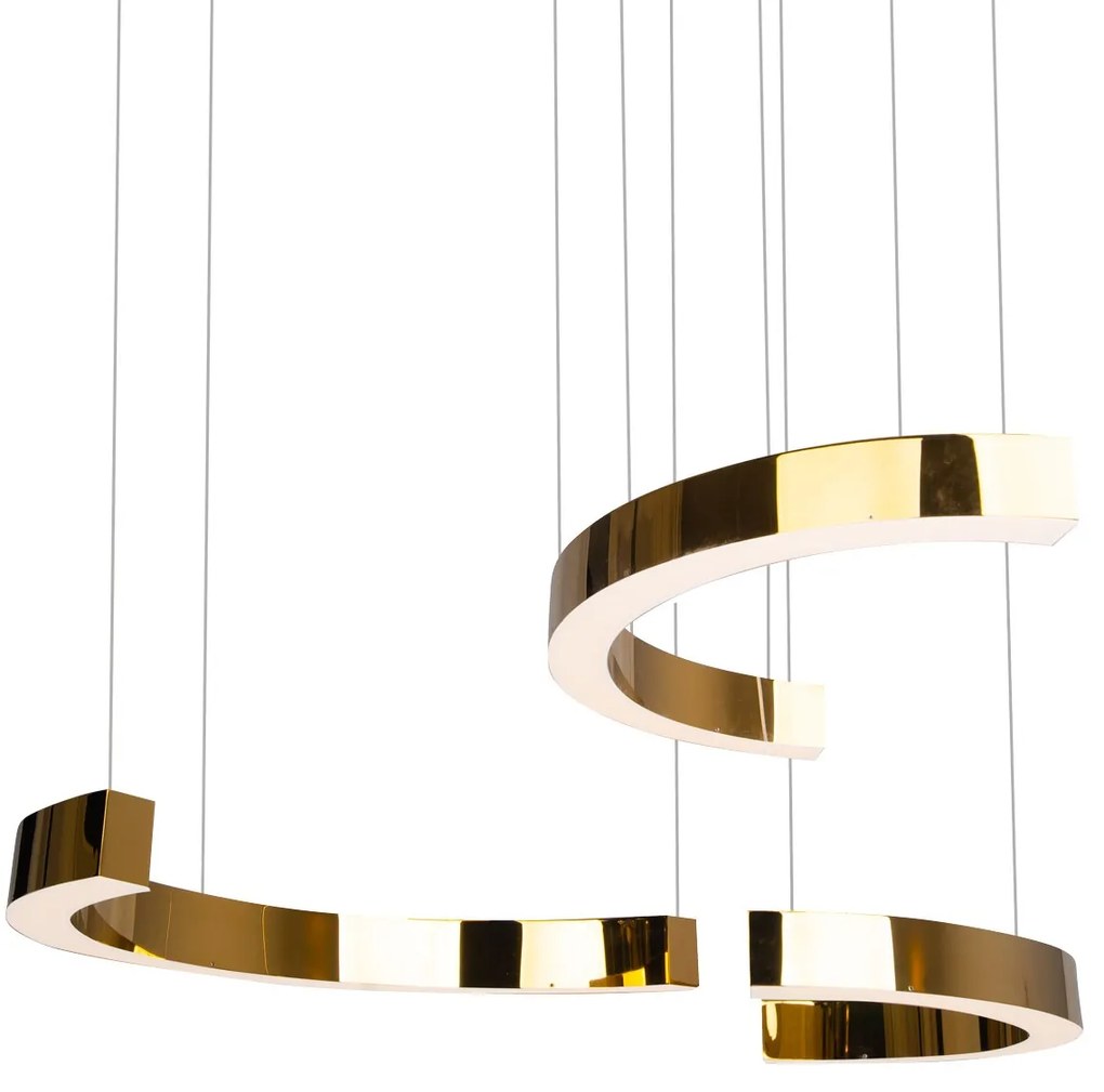 Lustra LED dimabila cu 3 pendule aurii suspendate LOTUS P0394 MX