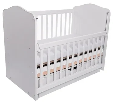 Patut Eurogloria Como Balansoar culisant - Alb cu Cappucino + Saltea cocos confort 120 x 60 x 12 cm